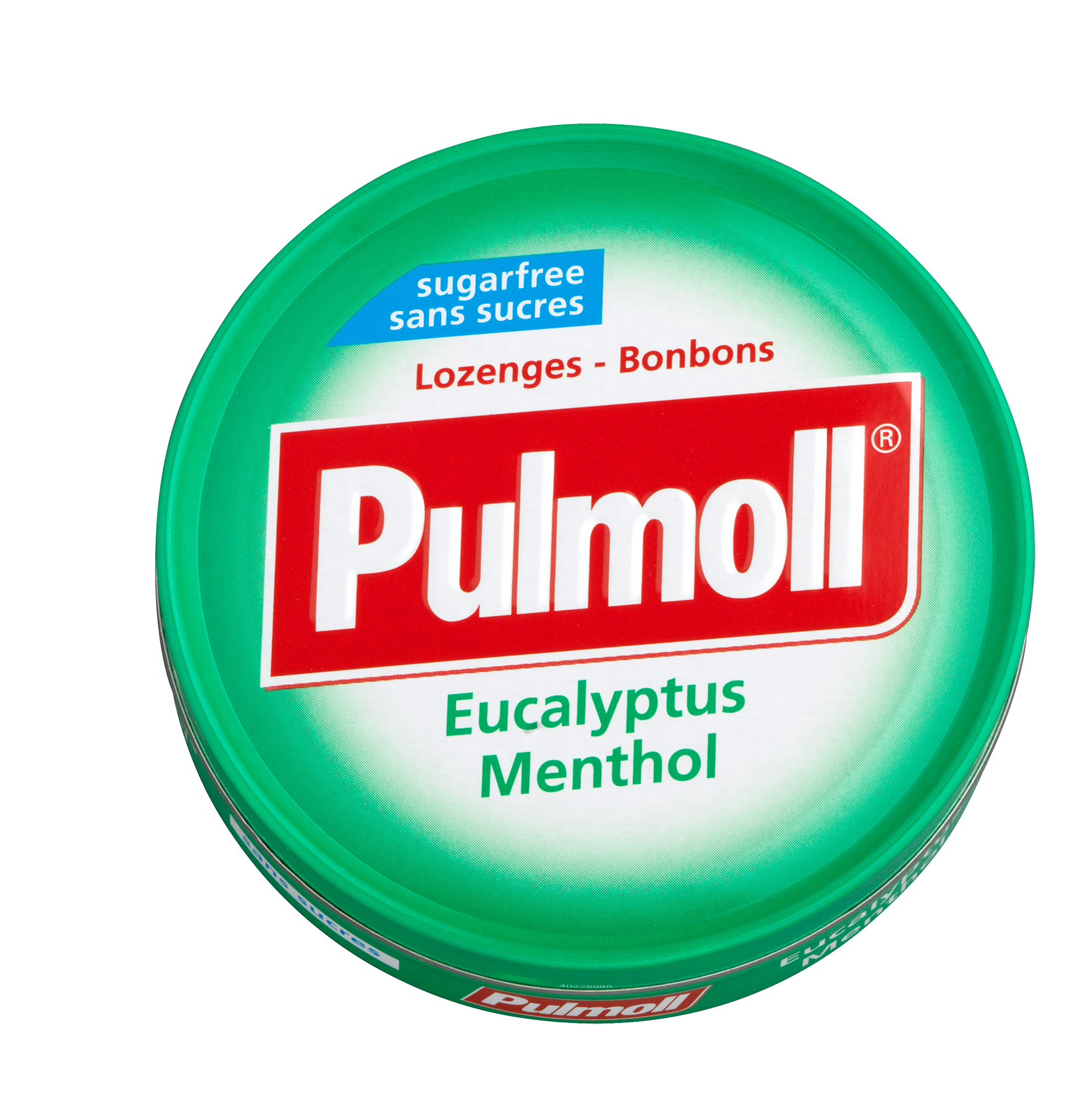 Pulmoll Eucalyptus Menthol sugar-free 45 g tin – international packaging