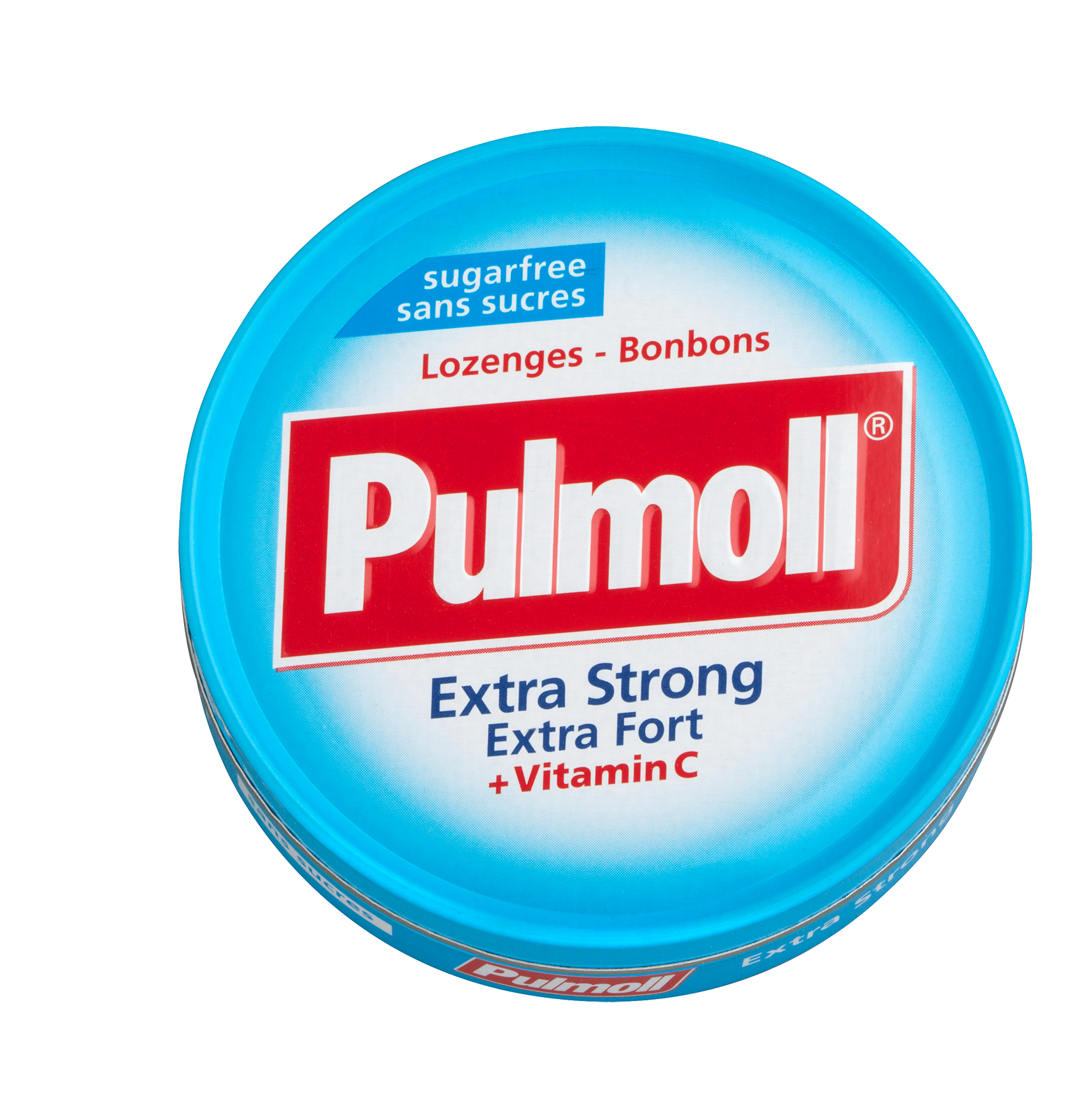 Pulmoll Extra Strong sugar-free 45 g tin – international packaging